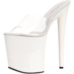 Bianco Trasparente 20 cm FLAMINGO-801 Pantofole Tacco Alto Donna
