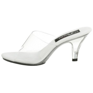 Bianco Trasparente 8 cm BELLE-301 Ciabattina Tacchi Alti