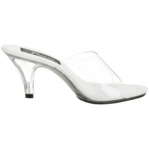 Bianco Trasparente 8 cm BELLE-301 Ciabattina Tacchi Alti