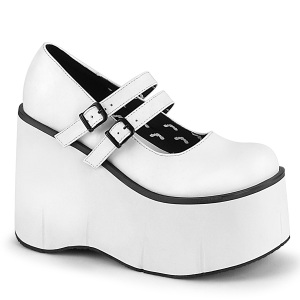 Bianco Vegano 11,5 cm DemoniaCult KERA-08 scarpe dcollet mary jane plateau