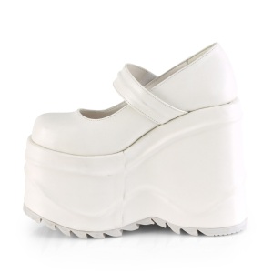 Bianco Vegano 15 cm WAVE-32 scarpe dcollet mary jane zeppa plateau