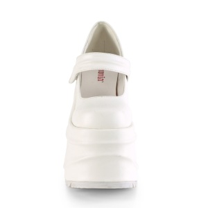 Bianco Vegano 15 cm WAVE-32 scarpe dcollet mary jane zeppa plateau