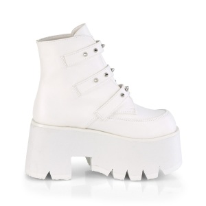 Bianco Vegano 9 cm ASHES-55 stivaletti demoniacult con plateau