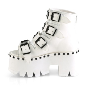 Bianco Vegano 9 cm ASHES-70 stivaletti lolita con tacco spesso e plateau