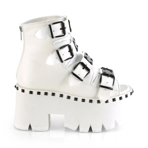 Bianco Vegano 9 cm ASHES-70 stivaletti lolita con tacco spesso e plateau