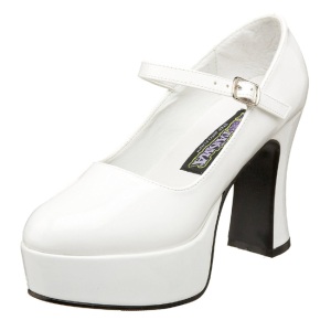 Bianco Vernice 11 cm MARYJANE-50 Mary Jane Plateau Scarpe Dcollet