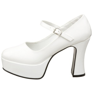 Bianco Vernice 11 cm MARYJANE-50 Mary Jane Plateau Scarpe Dcollet