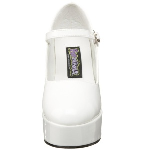Bianco Vernice 11 cm MARYJANE-50 Mary Jane Plateau Scarpe Dcollet