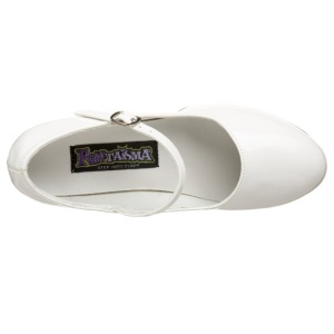 Bianco Vernice 11 cm MARYJANE-50 Mary Jane Plateau Scarpe Dcollet