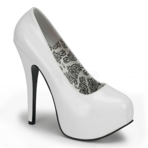 Bianco Vernice 14,5 cm Burlesque BORDELLO TEEZE-06 Plateau Scarpe Dcollet