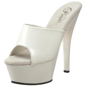 Bianco Vernice 15,5 cm KISS-201 Plateau Mules Alte