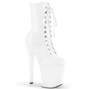 Bianco Vernice 18 cm XTREME-1020 stivaletti con plateau suola donna