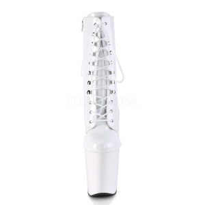 Bianco Vernice 18 cm XTREME-1020 stivaletti con plateau suola donna