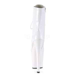 Bianco Vernice 18 cm XTREME-1020 stivaletti con plateau suola donna