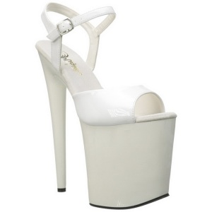 Bianco Vernice 20 cm Pleaser FLAMINGO-809 Tacchi Alti Plateau