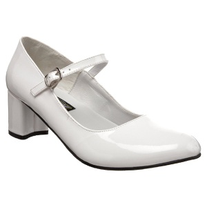 Bianco Vernice 5 cm SCHOOLGIRL-50 Scarpe Dcollet Classico Donna