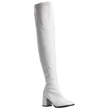 Bianco Vernice 8 cm GOGO-3000 stivali alti numeri grandi da uomo