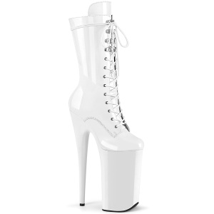 Bianco Verniciata 25,5 cm BEYOND-1050 tacchi estremi - stivaletti pi plateau alto