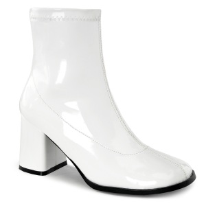 Bianco Verniciata 7,5 cm GOGO-150 stivaletti alti con tacco spesso stretch