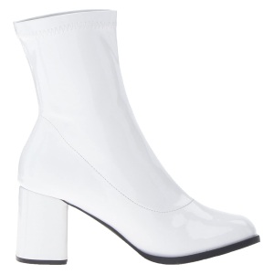 Bianco Verniciata 7,5 cm GOGO-150 stivaletti alti con tacco spesso stretch