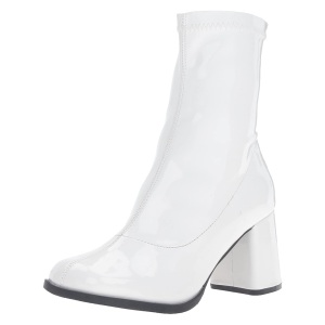 Bianco Verniciata 7,5 cm GOGO-150 stivaletti alti con tacco spesso stretch