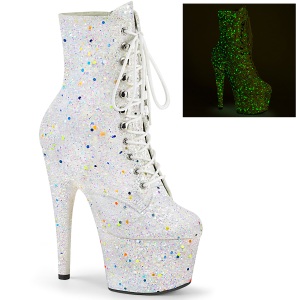 Bianco glitter 18 cm ADORE-1020GDLG stivaletti alti con lacci da pole dance