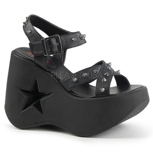 Black 13 cm DemoniaCult DYNAMITE-02 lolita sandals wedge sandals