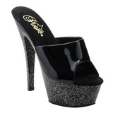 Black 15 cm PLEASER KISS-201MG Glitter Platform High Mules Shoes