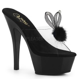 Black 15 cm Pleaser KISS-201BUNNY womens mules shoes