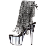 Black 18 cm ADORE-1017RSFT womens fringe ankle boots high heels