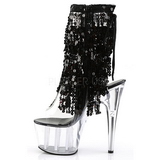 Black 18 cm ADORE-1017SQF sequins fringe ankle boots