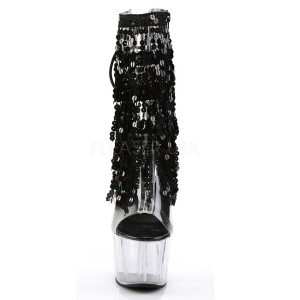 Black 18 cm ADORE-1017SQF sequins fringe ankle boots
