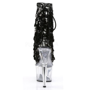 Black 18 cm ADORE-1017SQF sequins fringe ankle boots