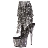 Black 18 cm ADORE-1017SRS womens fringe ankle boots high heels