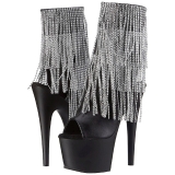 Black 18 cm ADORE-1024RSF womens fringe ankle boots high heels