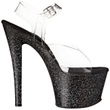 Black 18 cm Pleaser SKY-308MG glitter high heels shoes