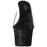 Black 18 cm SKY-301MG glitter platform mules womens