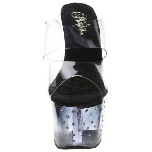 Black 18 cm STARDUST-702T Rhinestones platform mules womens
