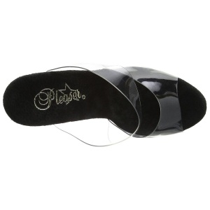Black 18 cm STARDUST-702T Rhinestones platform mules womens