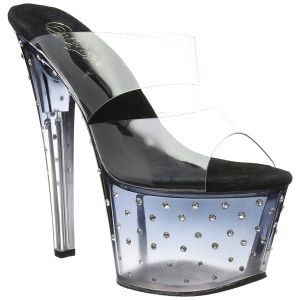 Black 18 cm STARDUST-702T Rhinestones platform mules womens