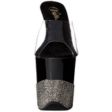 Black 20 cm FLAMINGO-801-3 Glittering Stones Platform Mules Shoes