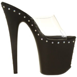 Black 20 cm FLAMINGO-801ABLS Rhinestones platform mules womens