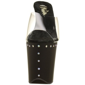 Black 20 cm FLAMINGO-801ABLS Rhinestones platform mules womens