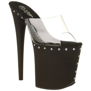 Black 20 cm FLAMINGO-801ABLS Rhinestones platform mules womens