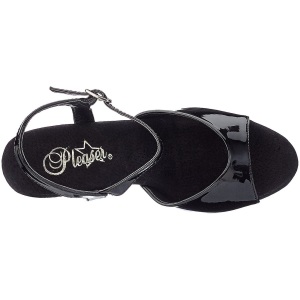 Black 20 cm FLAMINGO-809ABLS High Heeled Sandal Rhinestone Platform