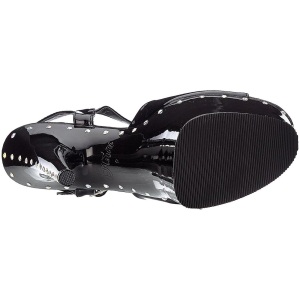 Black 20 cm FLAMINGO-809ABLS High Heeled Sandal Rhinestone Platform
