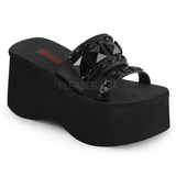 Black 9 cm FUNN-18 Goth Platform Sandals Womens