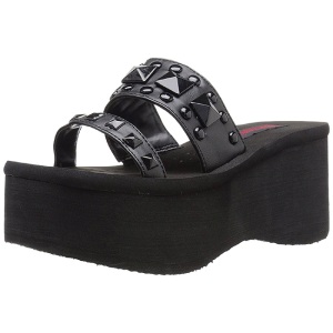 Black 9 cm FUNN-18 Goth Platform Sandals Womens