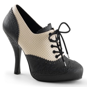 Black Beige 11,5 cm retro vintage CUTIEPIE-14 Oxford Pumps Shoes Flat Heels