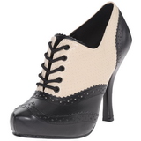 Black Beige 11,5 cm retro vintage CUTIEPIE-14 Oxford Pumps Shoes Flat Heels